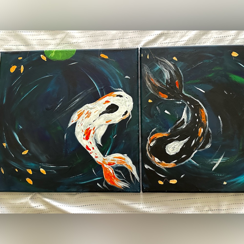 Yin & Yang koi fish painting
